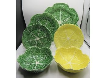 Bordallo Pinheiro Green & Yellow Cabbage Leaf Dishware Set - 66 Pieces