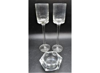 Pallini Stemmed Candle Holders And Hexagon Shaped Candle Holder - Set Of 3