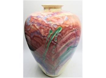 Signed S. Kinu S.F.  1988 Hand Painted Vase