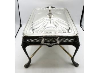 Vintage Silverplate Buffet Server Stand - Glass Inserts Not Included
