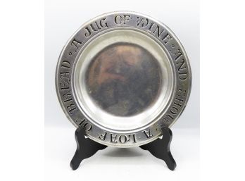 'A Jug Of Wine And A Loaf Of Bread' Decorative Pewter Plate - RWP - Wilton Columbia
