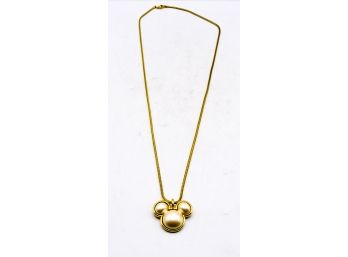 Disney - Faux Pearl Insert Mickey Mouse - Gold Tone Rope Chain