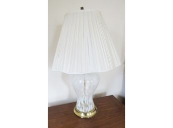 Pair Of Two Matching Glass Lamps W/ Lamp Shade - Tested