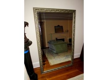 Large Beveled  Mirror W/ Ornate Wooden Frame