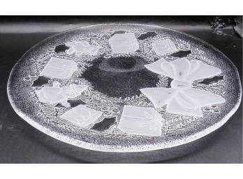 Christmas Themed - Round Lead Crystal Serving Plate