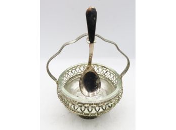 Vintage Arcoroc Glass Sugar Bowl W/ Spoon