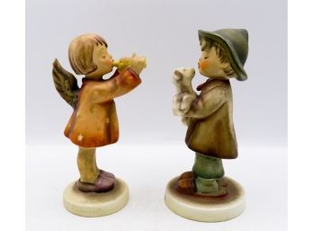 Set Of 2 Vintage Hummels - 'Shepherd's Boy' & Angel W/ 'Trumpet' - Porcelain Figurines