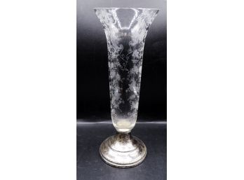 Etched Vase W/ Sterling Weighted 427 Base