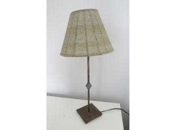 Small Metal Table Lamp W/ Beaded Lamp Shade - Tested