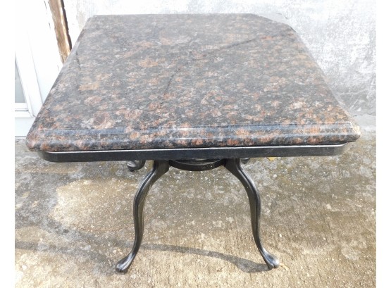 Outdoor Wrought Iron Granite Top Side Table