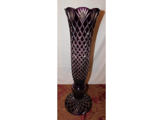 Bohemia Cut Style Glass Purple Tint Vase