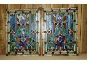 Vintage Stained Glass Panels - Pair Of 2