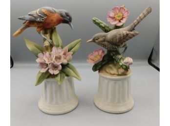 Andrea By Sadek Porcelain Hand Painted Bird Figurines - Set Of 2