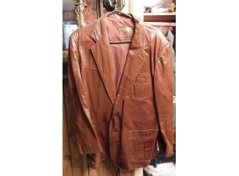 Vintage Brown Genuine Leather Coat - Size 44
