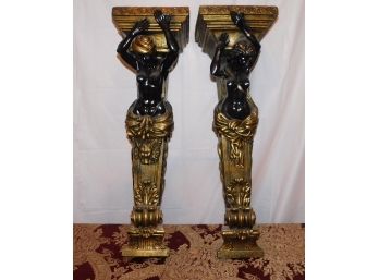 Design Toscano Resin European Styled Faux Ebony Sculpture Wall Sconces - Set Of 2