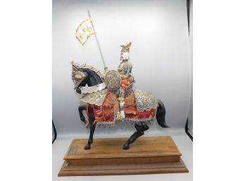 Marto Mounted French Knight Of King Arthur In Armor Horse Figurine On Wood Base