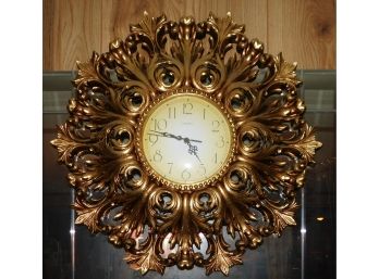 Kirch Laurel 1256G Gold Tone Resin Battery Operated Wall Clock