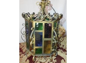 Stained Glass Wrought Iron Ceiling Lamp