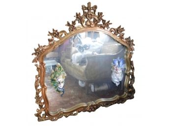 Carolina Mirror Company Gold Tone Framed Wall Mirror - Attached Resin Masquerade Masks - 2 Masks Total
