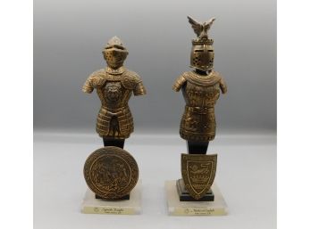 Decorative Metal Knight Figurines Set Of Two