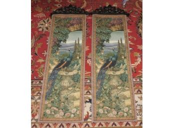 Decorative Peacock Pattern Tapestry - Pair Of 2
