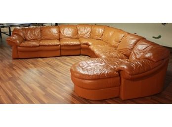 Soft Leather Wrap Around Couch With Chaise Lounge