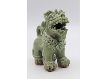 Green Ceramic Asian Dragon Foo Dog Figurine
