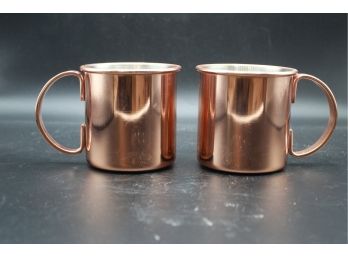 Copper Brass Plated Metal Mugs Lot Of 2