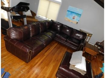 Ashley's Furniture Leather Sectional Sofa Couch Includes Oversized Foot Rest L Shaped