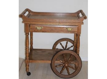 Vintage Rolling Wood Tea Server Cart