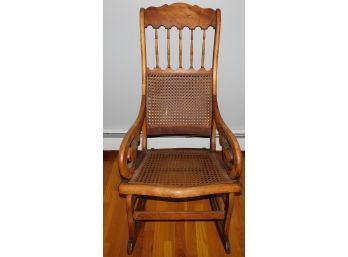 Vintage Cane Wooden Rocking Chair