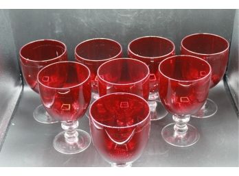 Wine Glasses Ruby Goblets Full Set Lot Of 8