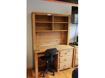 Pine Desk W/ Draws Office Roller Chair Included