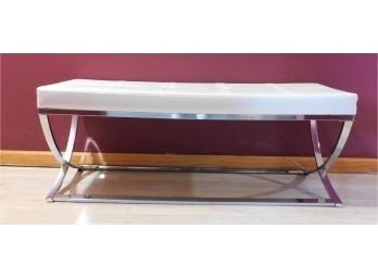 Modern Upholstered Bench W/ Chrome Frame