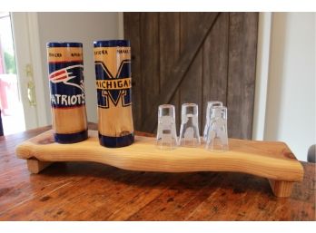 Shot Glass Table Decor Patriots Michigan Wood Cups & Wood Display Stand
