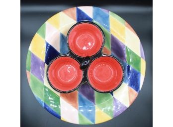 Carnival Hand Painted Collection Serving Tray And Decorative Bowl Set