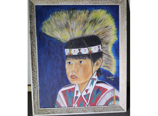 'Indian Boy' Painting By Sully 91'Framed