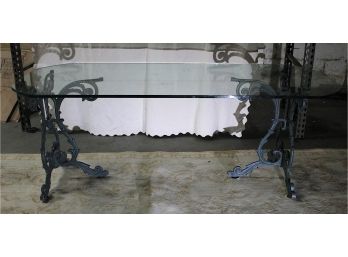 Ornate Wrought Iron Coffee Table With Glass Top