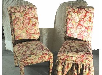 High Back Floral Fabric Chairs Set Of 8