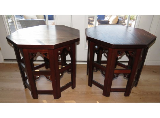 Pier 1 End Tables - Octagon-shaped Wood Tables - Set Of 2