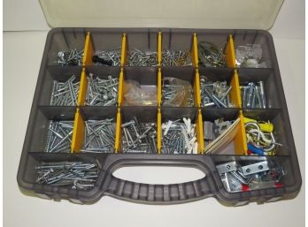 Screws & Nail Assorted Hardware In Plastic Organizer Box