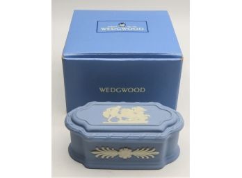 Wedgwood White On Blue, Box Apollo Oval - In Original Box