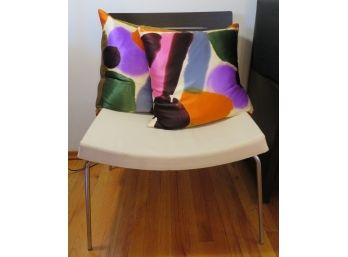 West Elm Chair  & 2 Colorful Silk Throw Pillows