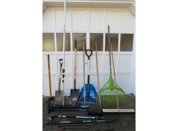 Garden Tools, Snow Shovel, Crowbars, Push Broom - Assorted Set Of 14