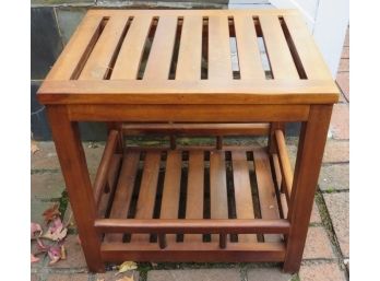 Outdoor Wood Side Table With Bottom Shelf