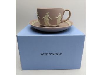 Vintage Wedgwood Jasperware Dancing Hours Lilac Cup & Saucer In Original Box