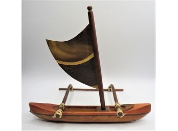 Wood Sail Canoe From Hawaii