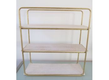 Shelf - 3-tier Wood & Gold Metal Table/wall Shelf