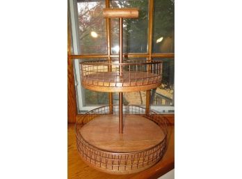Copper/wood  2-tier Serving Stand