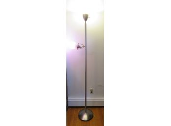 Floor Lamp - Silver Metal Lamp With 2 Lights